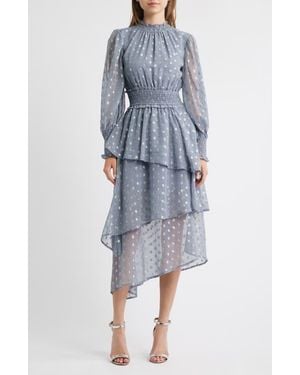 Lipsy Metallic Long Sleeve Midi Dress - Gray