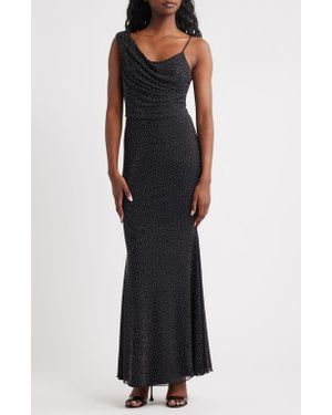Rare London Diamante Asymmetric Gown - Black