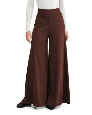MARCELLA Georgia High Waist Wide Leg Ponte Knit Pants - Brown