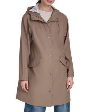 Levi's Water Resistant Hooded Long Rain Jacket - Brown