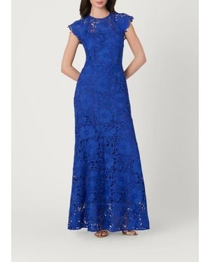 Shoshanna Midnight Garden Lace Raven Dress - Blue