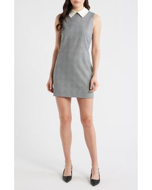 French Connection Atlas Glen Plaid Contrast Collar Dress - Multicolor