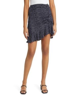 Loveappella Spot Print Ruched Knit Miniskirt - Blue