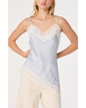 Astr Analise Lace Trim Asymmetric Satin Camisole - White