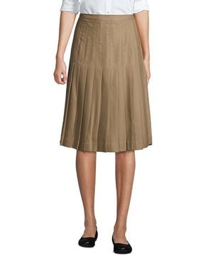 Lands' End School Uniform Solid Pleated Skirt Below The Knee - Natural