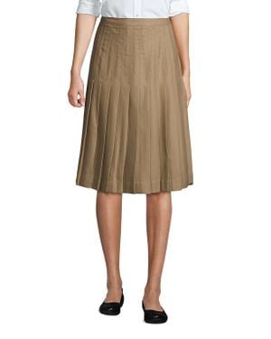 Lands' End School Uniform Solid Pleated Skirt Below The Knee - Natural