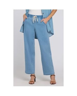 NYDJ Drawstring Relaxed Knit Denim Pants - Blue
