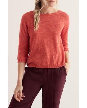 Seasalt Cornwall Knavock Button Back Organic Cotton & Linen Sweater - Red