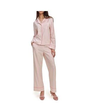 Reformation Coco Contrast Piping Stretch Organic Cotton Pajamas - Pink