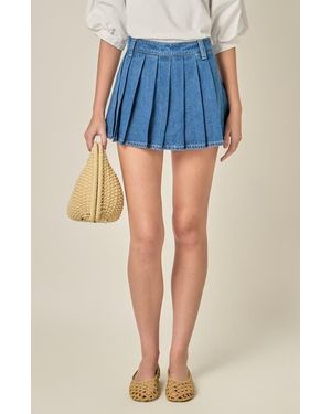 English Factory Pleated Miniskort - Blue