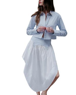 Fleur du Mal Poplin Garter Skirt - White