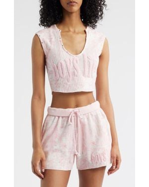 Boys Lie Manhunt Rebel Waffle Stitch Crop Tank - Pink