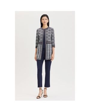 Ming Wang Multi Pattern Jacquard Knit Jacket - Blue