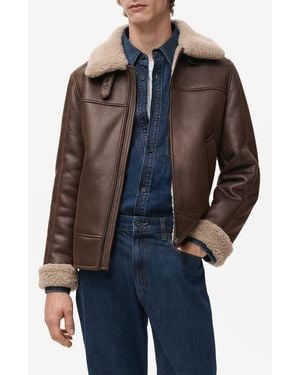 Mango Faux Shearling Jacket - Multicolor