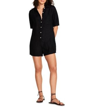 Vitamin A Playa Linen Cover-Up Romper - Black