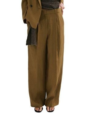 Mango Linen Straight Leg Suit Pants - Green
