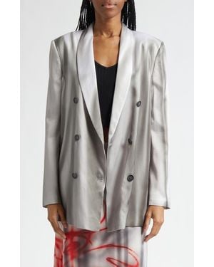 DIESEL G-Avina Double Breasted Satin Blazer - Gray
