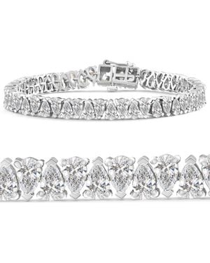 Bliss Diamond 10Ct Pear Shape Diamond Tennis Bracelet Wide 14K Lab Grown - Metallic
