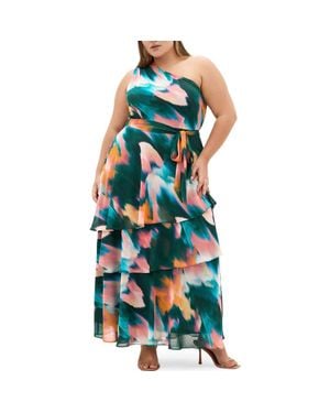 City Chic Tiered Ruffle Dress - Blue