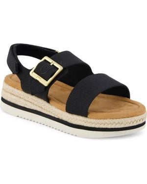 TOMS Kids' Giana Slingback Espadrille Platform Wedge Sandal - Blue