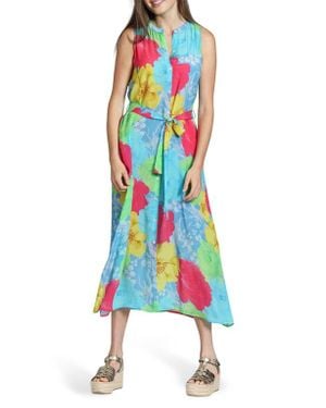 Apny Print Sleeveless Maxi Shirtdress - White