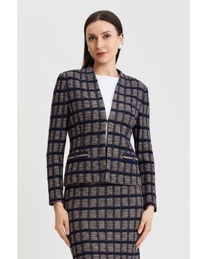 Ming Wang Checkered Knit Jacket - Black