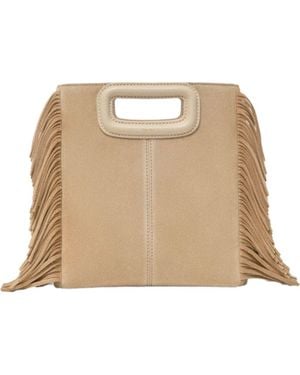 Maje Suede Leather M Bag - Natural