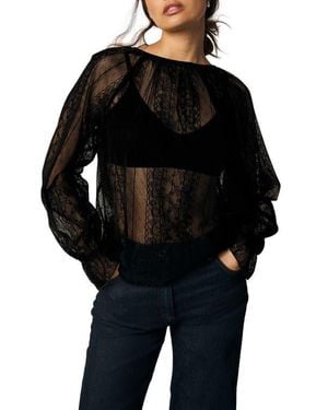 Next Bow Back Sheer Lace Top - Black