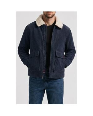 HUNTER Crace Corduroy Jacket With Faux Shearling Collar - Blue