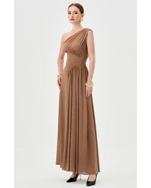 Bariano Nisha One Shoulder Gown - Natural