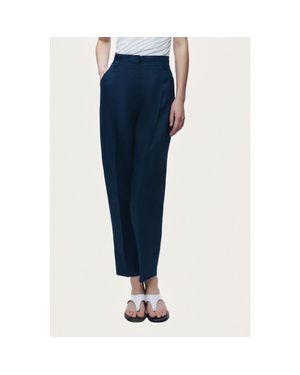 Nocturne Pleat Front Tapered Pants - Blue