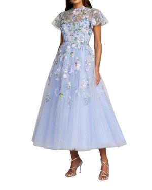 Mac Duggal Embroidered Tulle A-Line Midi Dress in Yellow | Lyst Mac Duggal Embroidered Tulle A-Line Midi Dress in Yellow | Lyst