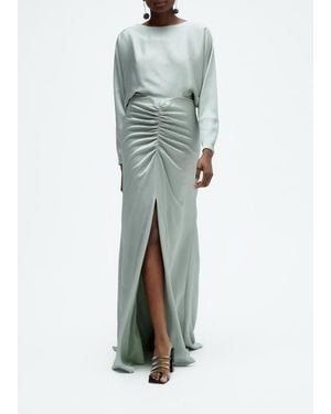 Amsale Hammered Satin Dolman Sleeve Gown - Green