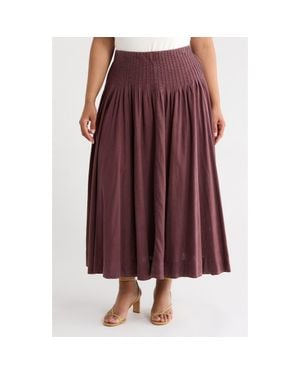 Treasure & Bond Pleated Linen Blend Maxi Skirt - Brown