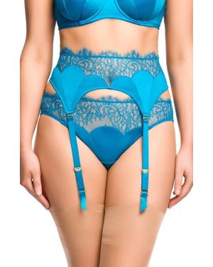 Dita Von Teese Esther Lace Trim Garter Belt - Blue