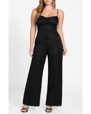 Guess Chloe Lace Wide Leg Jumpsuit - Black