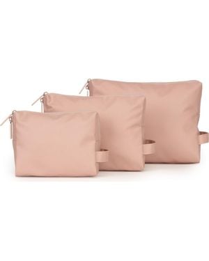CALPAK 3-Piece Water Resistant Zip Pouch Set - Pink
