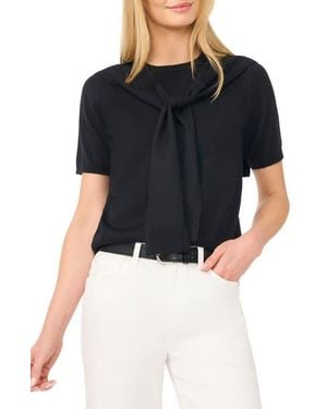 Halogen® Shoulder Wrap Short Sleeve Sweater - Black