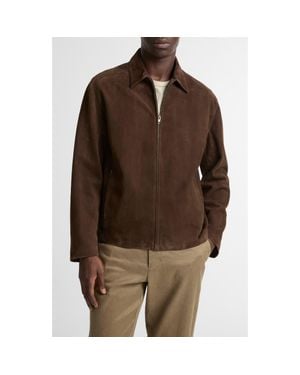 Vince Minimal Moto Suede Zip Jacket - Brown