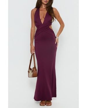 Princess Polly Bambia Cutout Sleeveless Gown - Purple