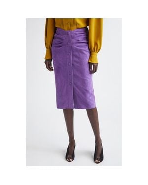 Valentino Ruched Suede Skirt - Purple