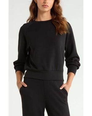 Zella Soft Luxe Crewneck Top - Black