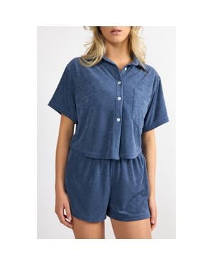 Viens Avec Moi The Terry Button-Up Shirt - Blue