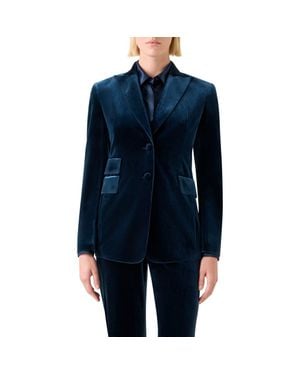 Akris Percival Velvet Neoprene Blazer - Blue