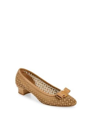 Ferragamo Macramé Vara Bow Pump - Natural