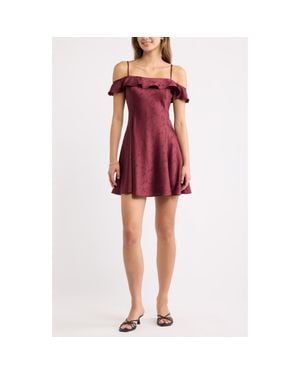 BP. Off The Shoulder Satin Minidress - Red