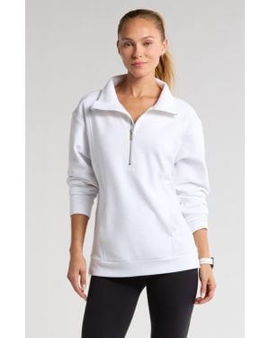 Zella Half Zip Fleece Ottoman Pullover - White