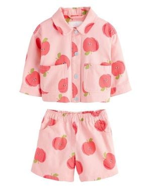 Next Kids' Apple Graphic Jacket & Shorts Set - Pink