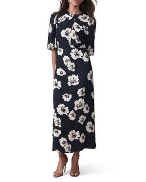 Mint Velvet Garden-Print Midi Dress - Blue