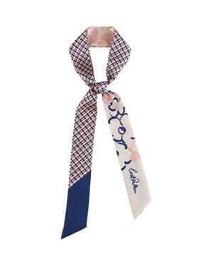 Lost Pattern Floral Houndstooth Silk Skinny - Blue